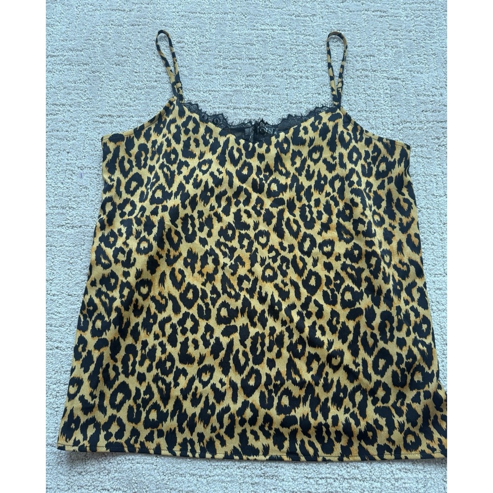NWOT PLEIONE Cami Tank Animal Print Black Lace Anthropologie Nordstrom Sz L
